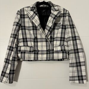 Forever 21 Plaid Crop Blazer Double Breasted Suit NWOT